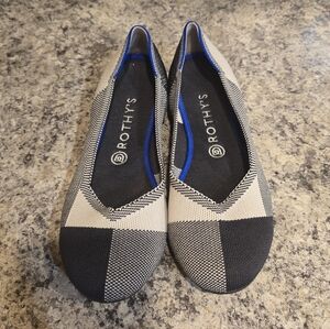 Rothy’s The Flat Captoe Dove Grey/Black/Off White Women’s Size 9.5